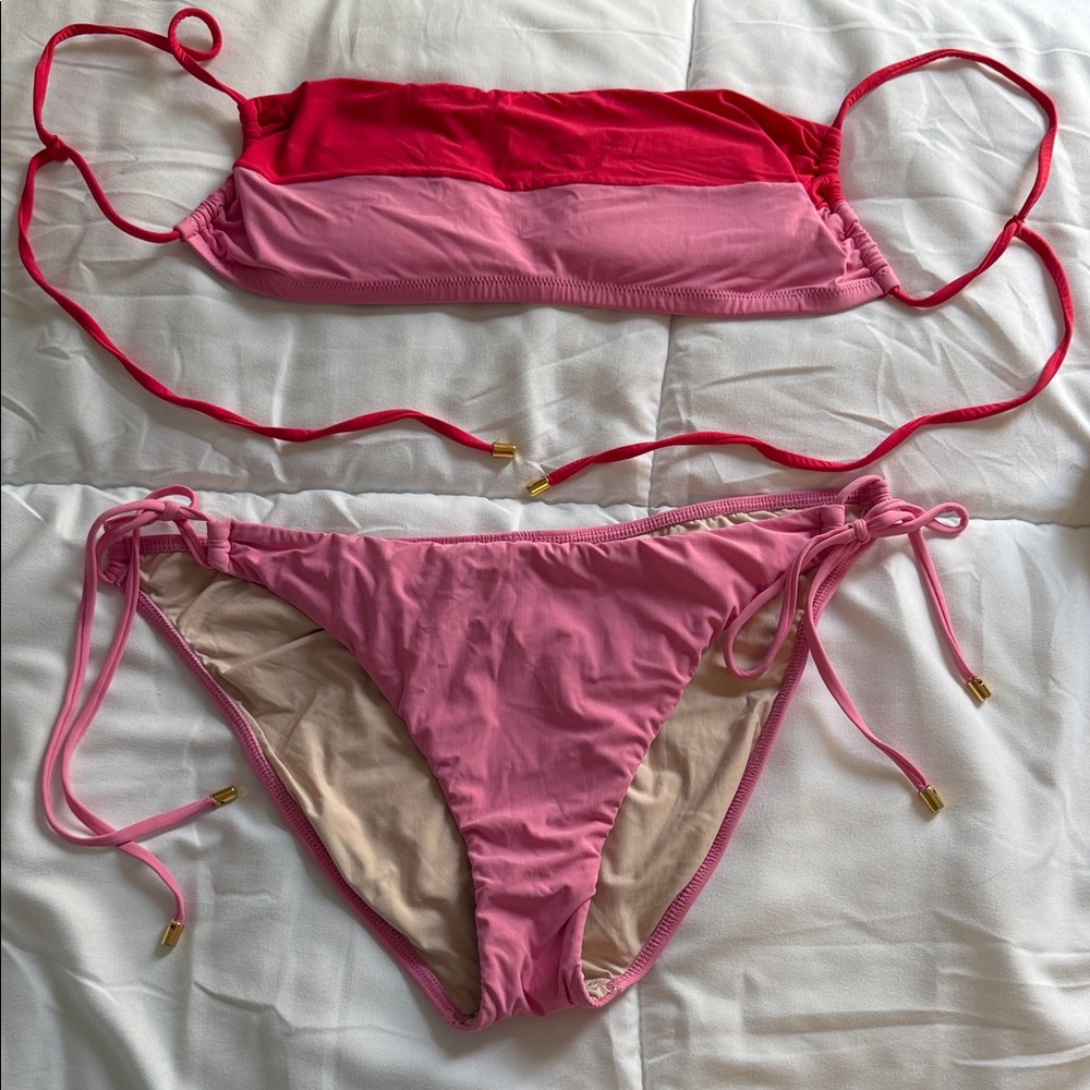 PQ Swim Two-Tone Pink Red Bandeau Bikini